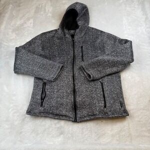 BKLYN Cloth MFG Co. Gray Herringbone Sherpa Lined Full Zip Hooded Jacket M‎